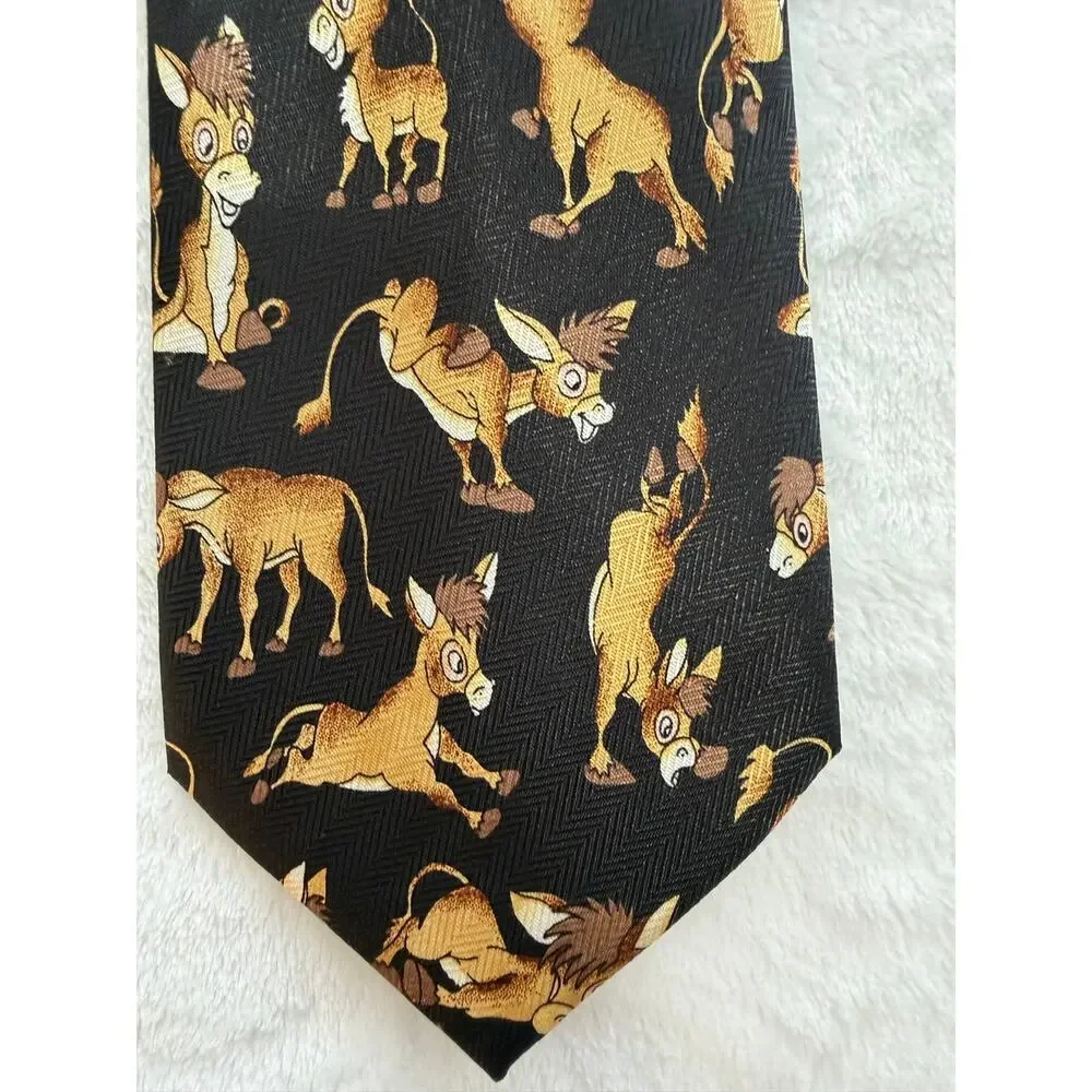 Charming Cartoon Donkey Neck Tie Vintage Dino Romaro Poly Sang Ho Korea XC